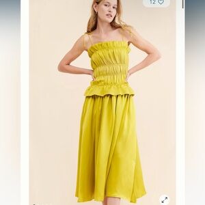 OhSevenDays Ruched Midi Tie-Strap Dress